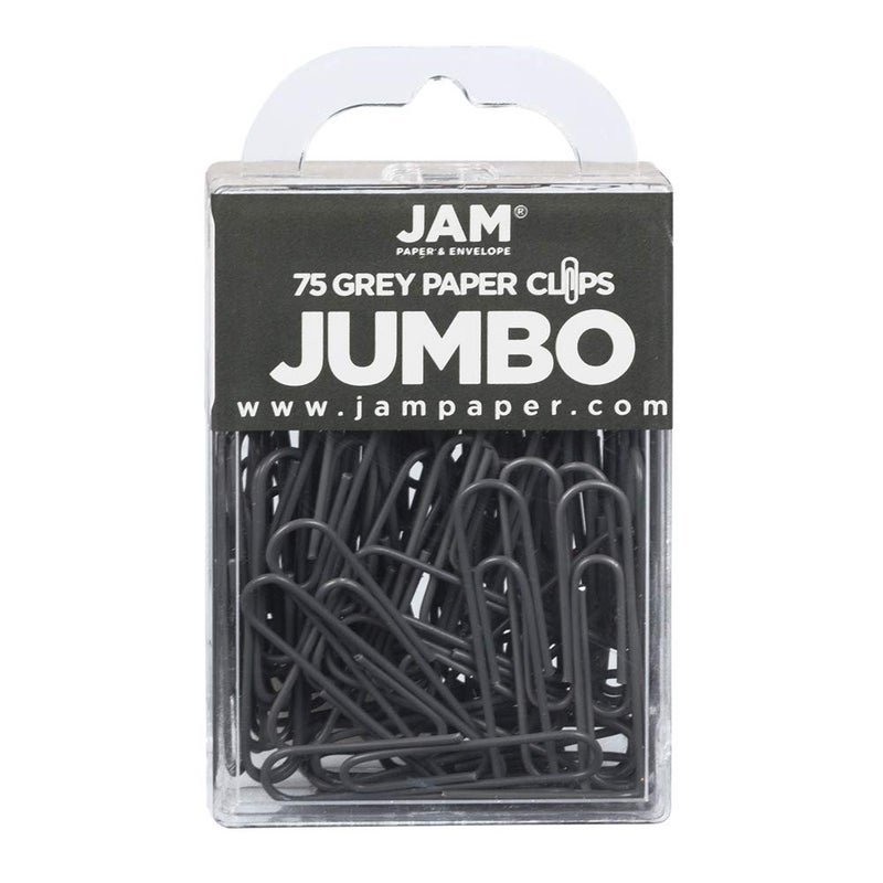JAM PAPER Colorful Jumbo Paper Clips - Large 2 Inch - Gray Paperclips - 75/Pack - Image 1